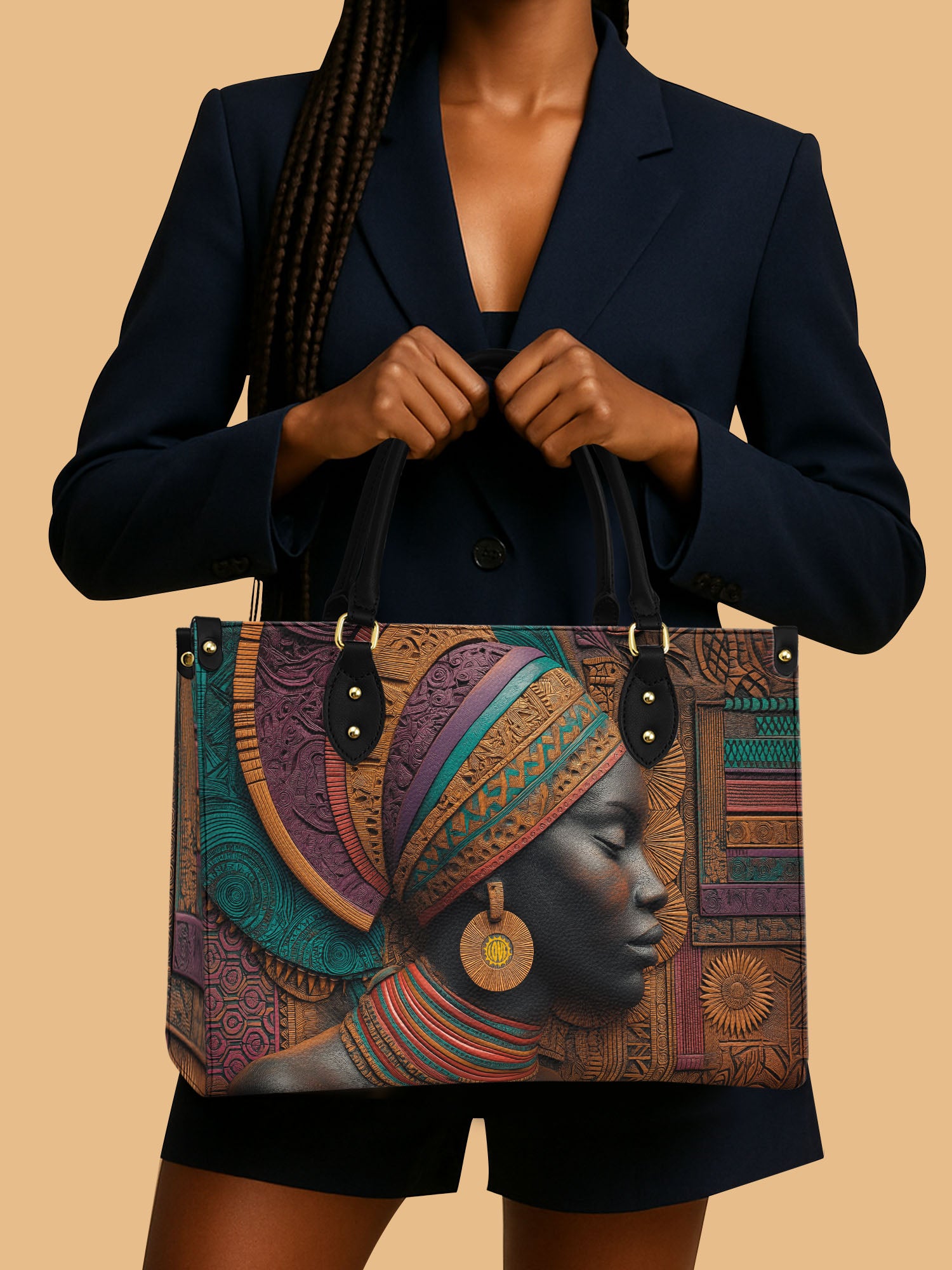 Regal Tapestry Premium Leather Handbag QR0TV057