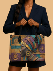 Afro Tapestry Premium Leather Handbag QR0TV058