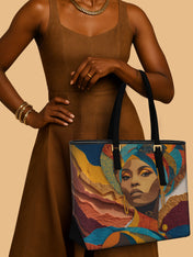 Ebony Charm Sleek Leather Tote QR0HH005