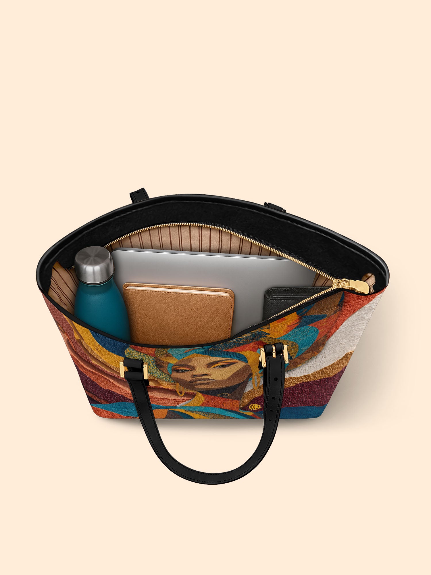 Ebony Charm Sleek Leather Tote QR0HH005