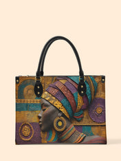 Afro Tapestry Premium Leather Handbag QR0TV058