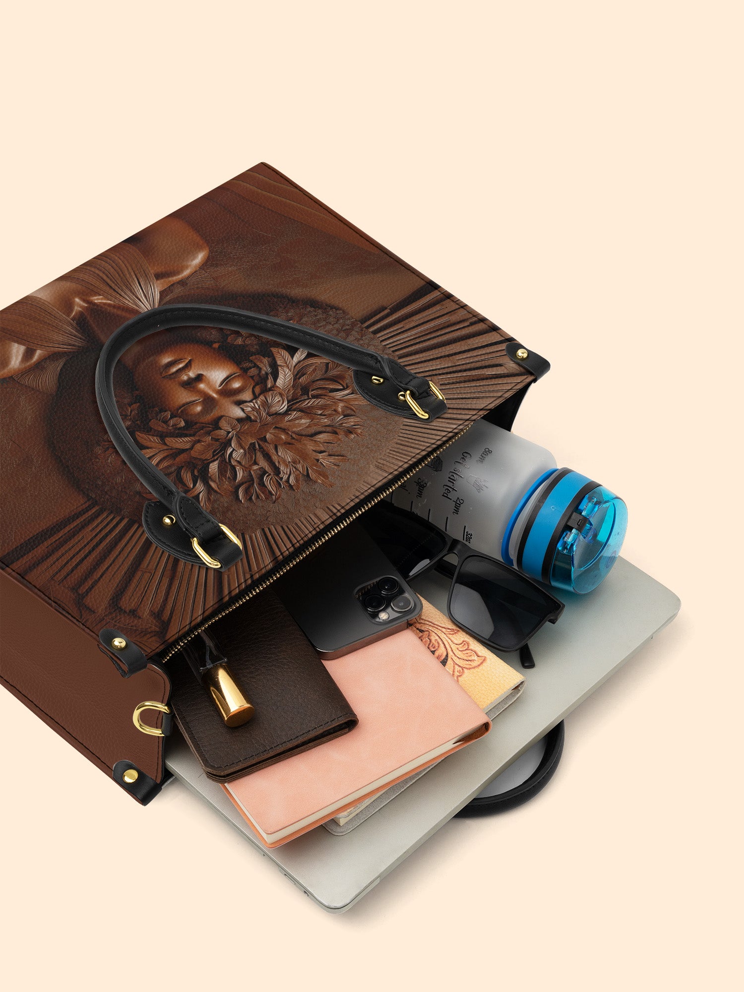 Ebony Bloom Premium Leather Handbag QR0TD343