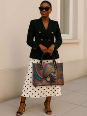 Regal Tapestry Premium Leather Handbag QR0TV057