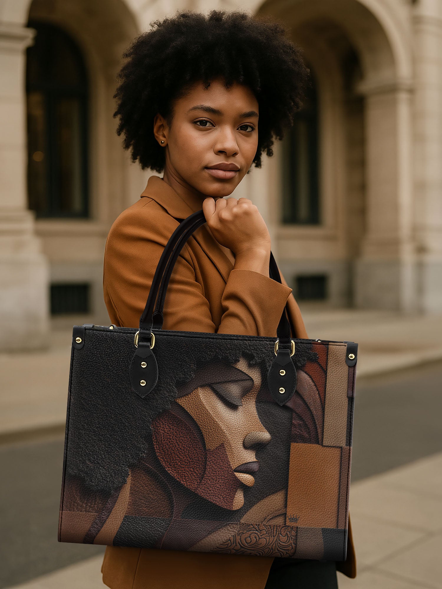 Melanin Majesty Premium Leather Handbag QR0TD117