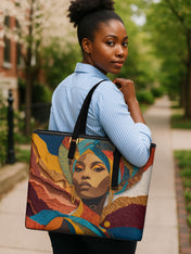 Ebony Charm Sleek Leather Tote QR0HH005