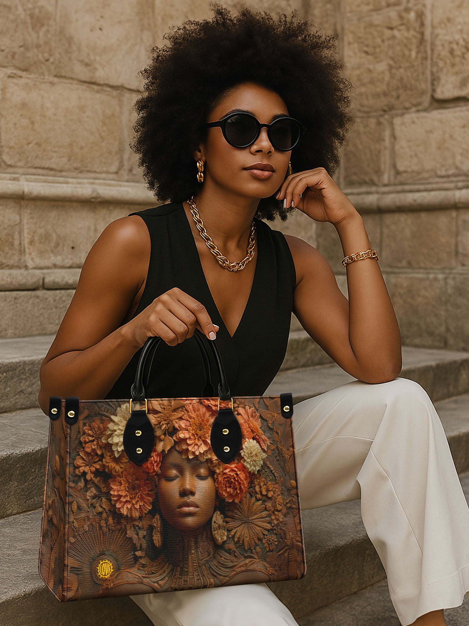 Afro Flora Premium Leather Handbag QR0TV027