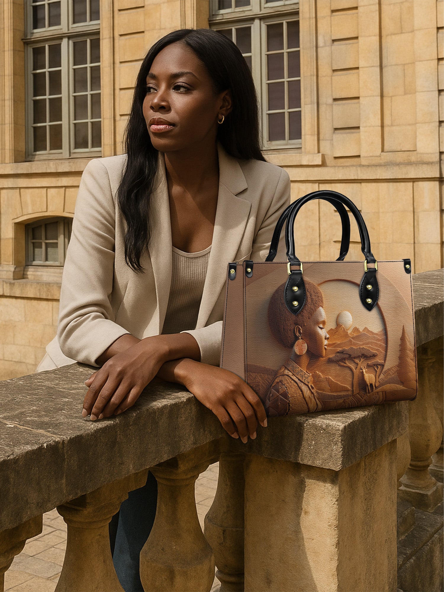 Savanna Spirit Premium Leather Handbag QR0TD346