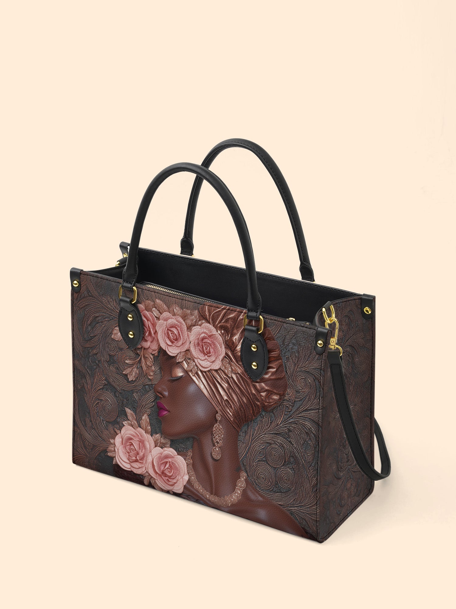 African Allure Premium Leather Handbag QR0XD531