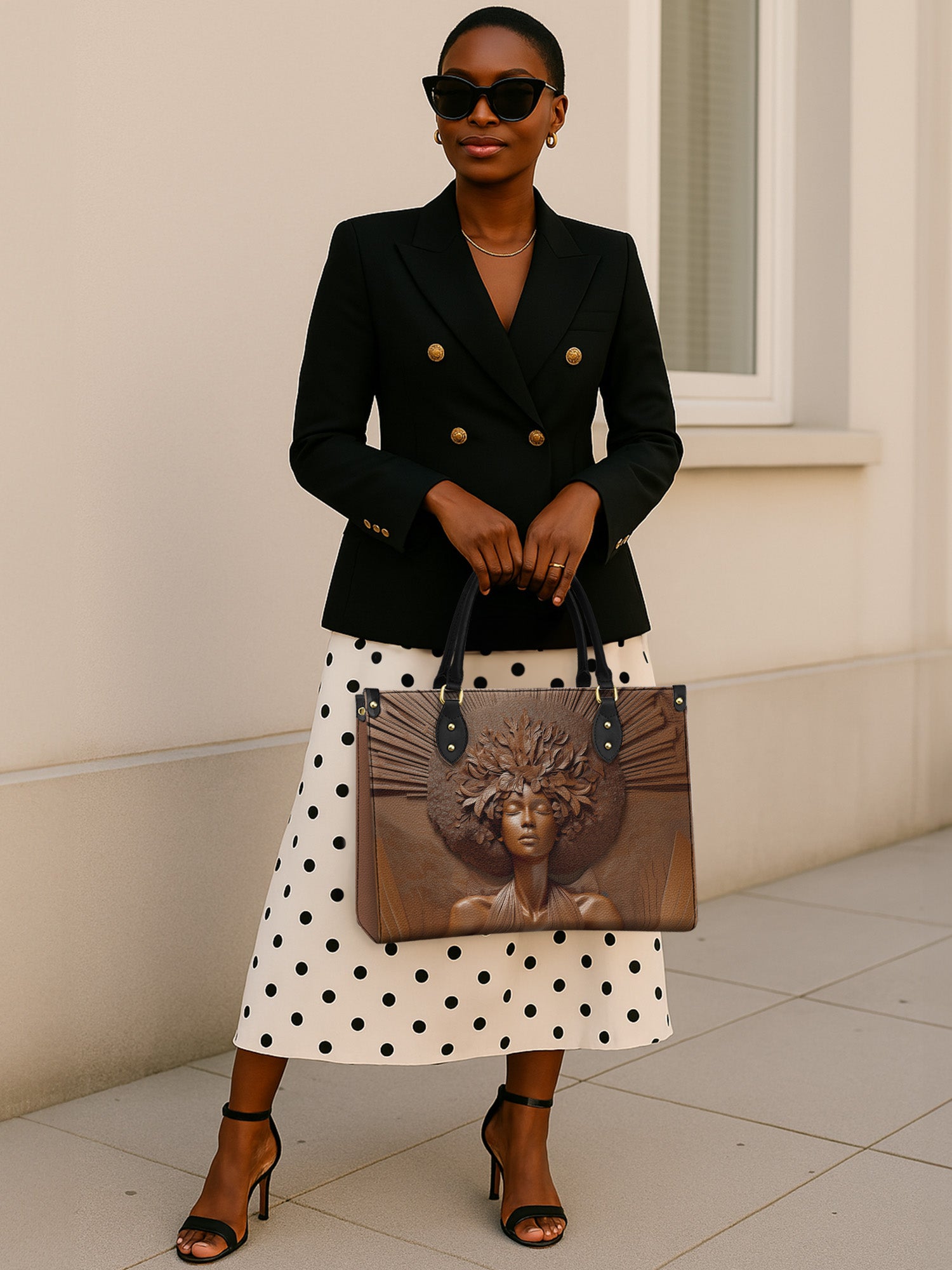 Ebony Bloom Premium Leather Handbag QR0TD343