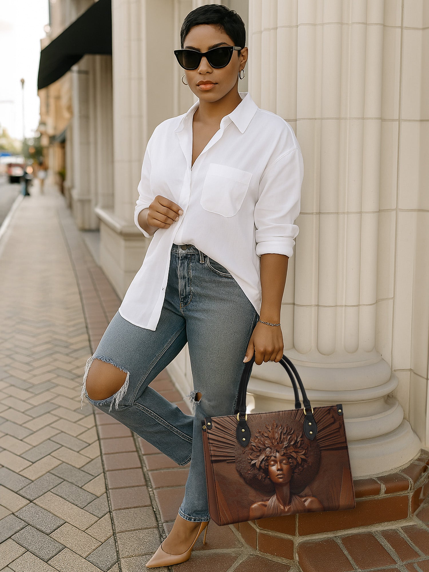 Ebony Bloom Premium Leather Handbag QR0TD343