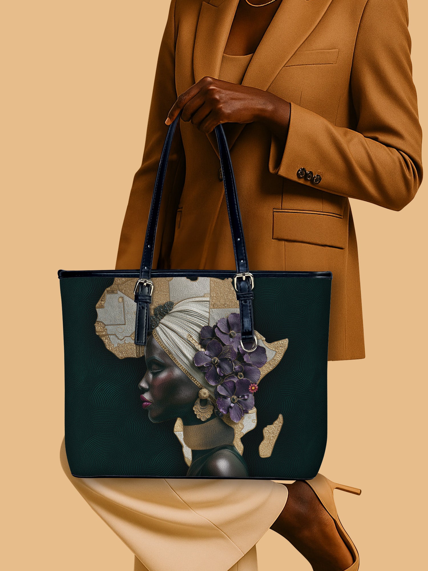 African Bloom Leather Bucket Bag QR0XD725