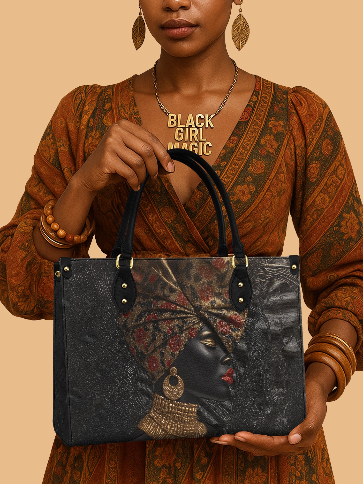 Golden Panthera Premium Leather Handbag QR0XD742