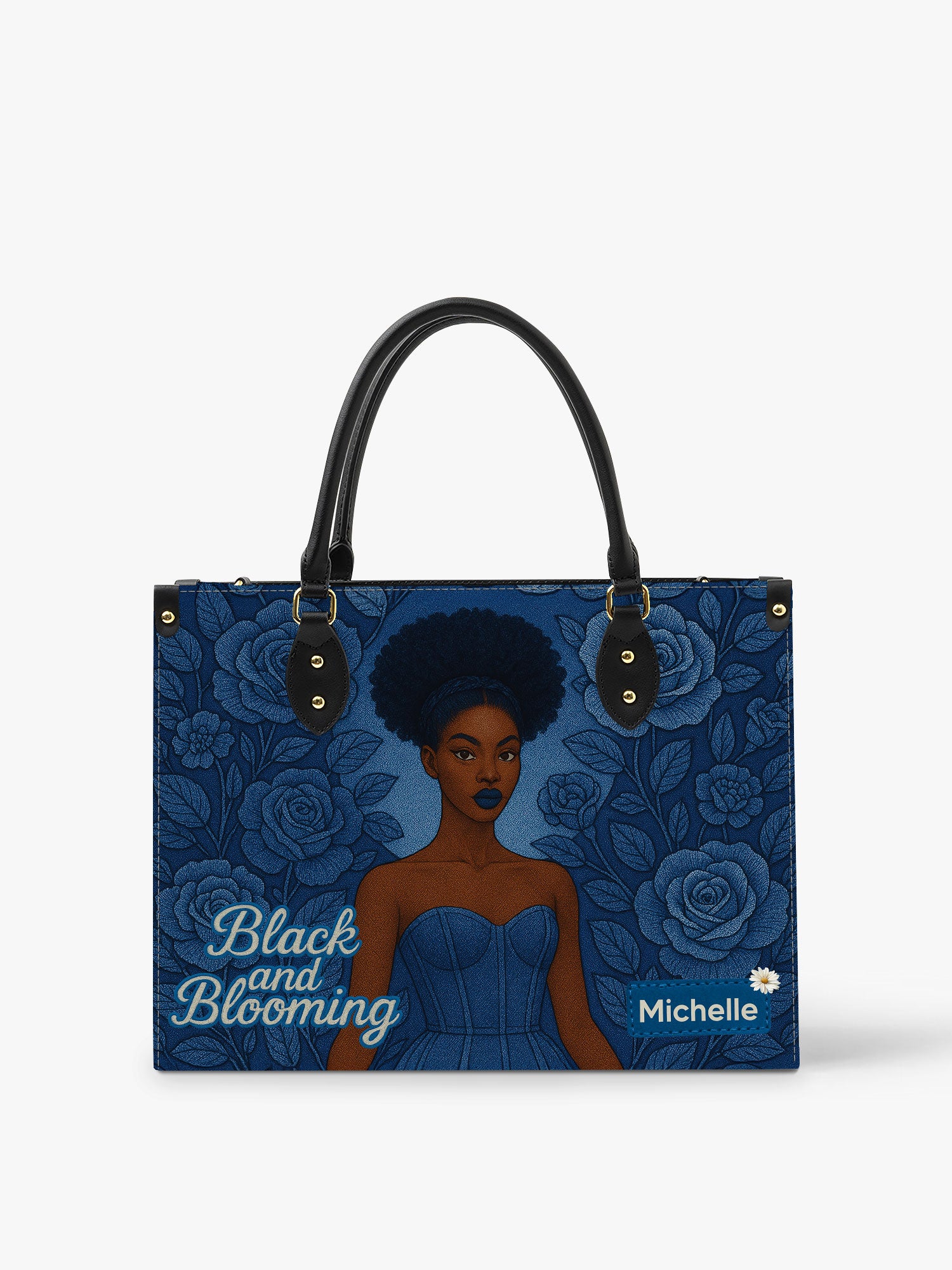 Black And Blooming Premium Leather Handbag