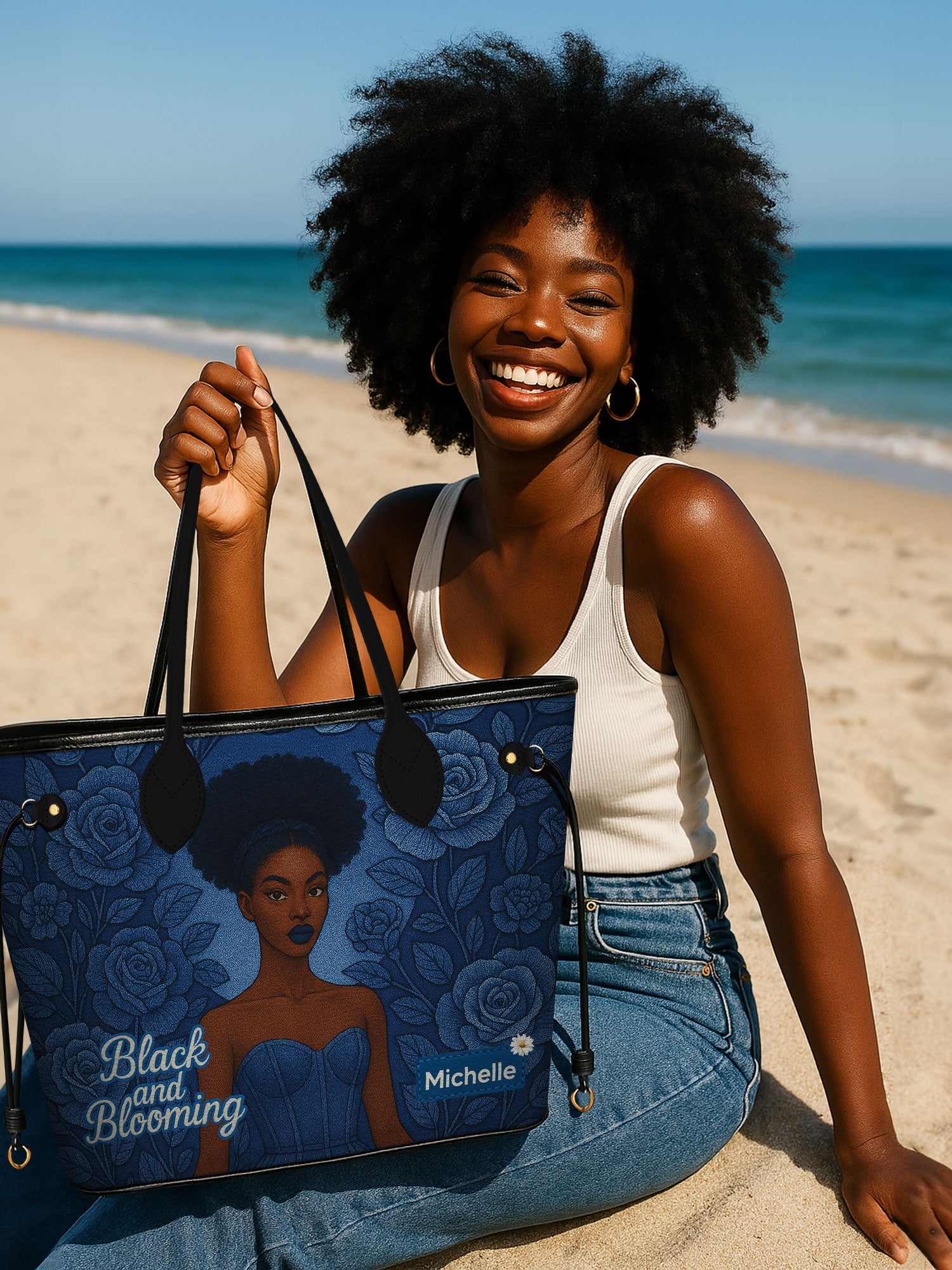 Black And Blooming Classic Shopper Tote