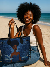 Black And Blooming Classic Shopper Tote