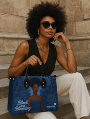 Black And Blooming Premium Leather Handbag