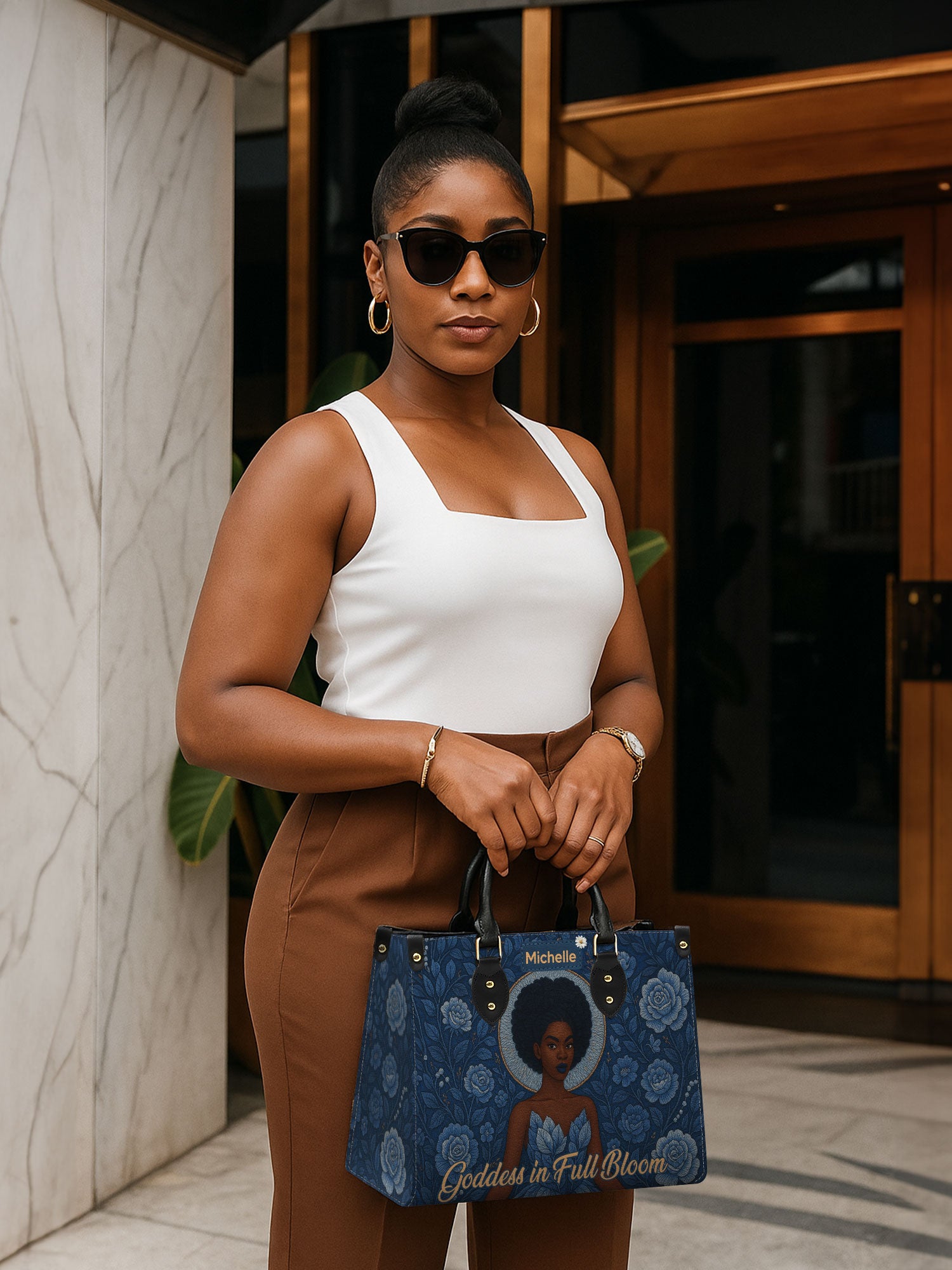 Goddess in Bloom Premium Leather Handbag