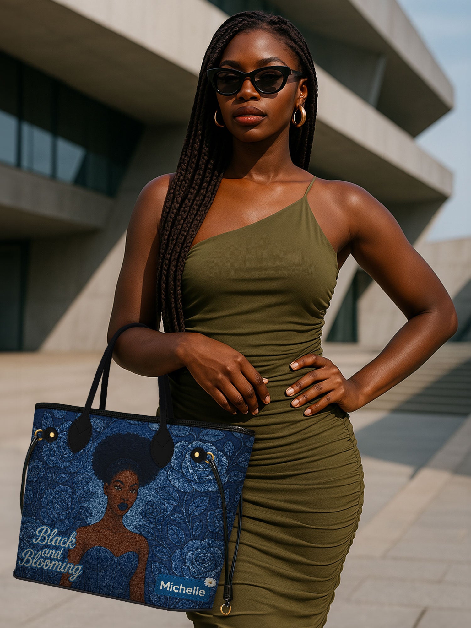 Black And Blooming Classic Shopper Tote