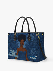 Black And Blooming Premium Leather Handbag