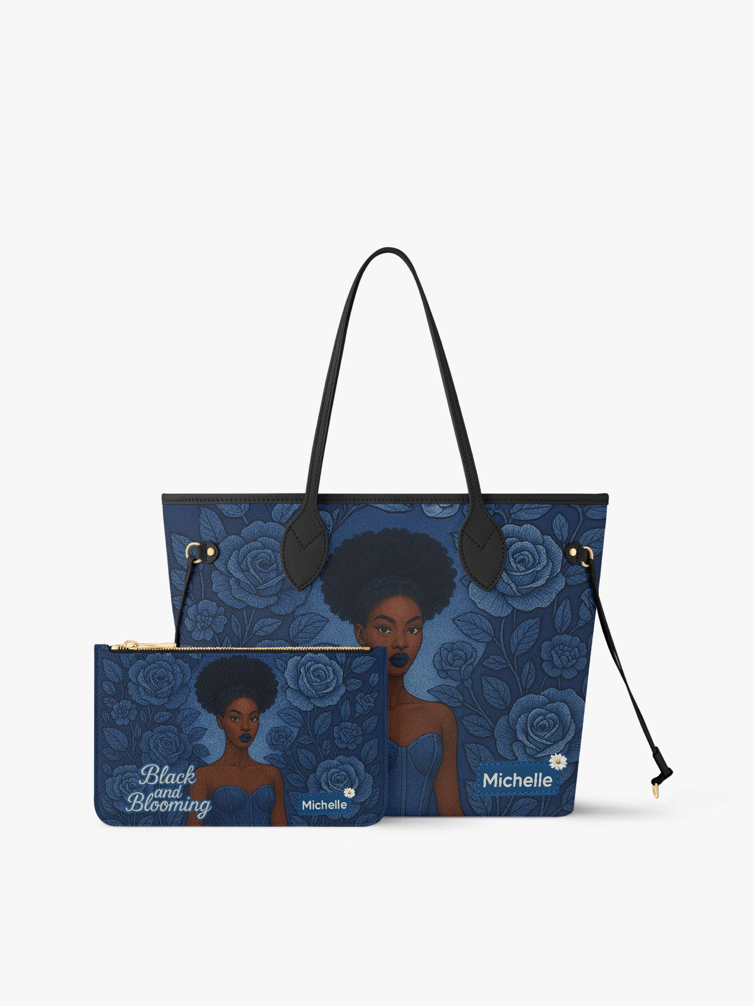 Black And Blooming Classic Shopper Tote