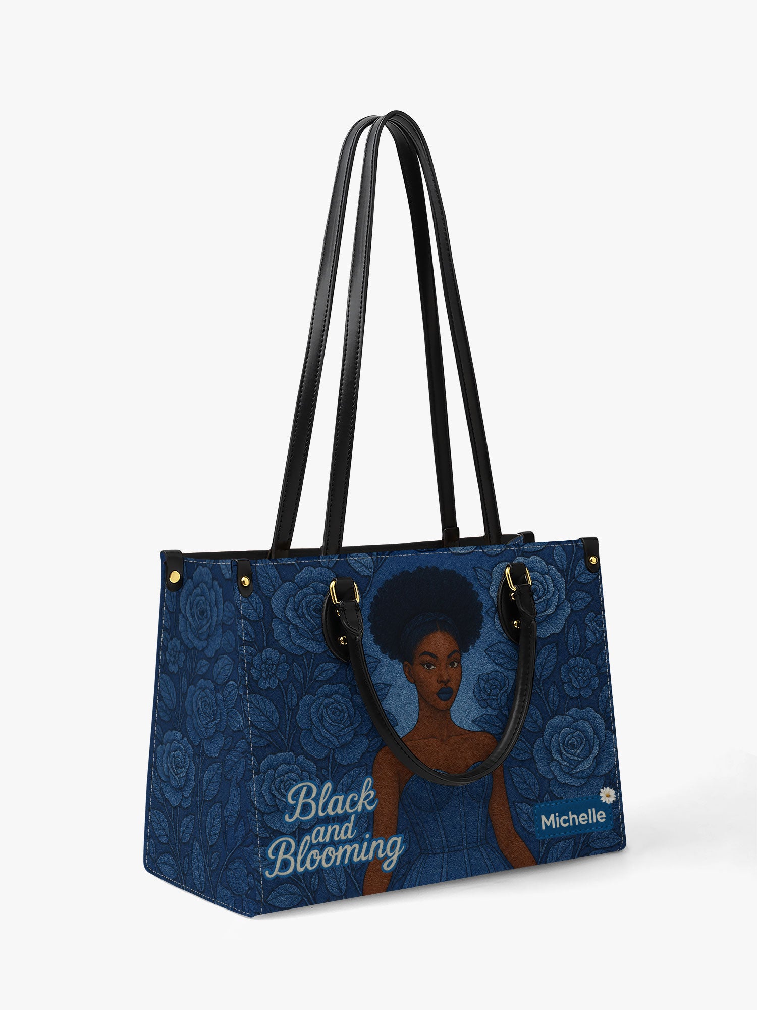 Black And Blooming Premium Leather Handbag