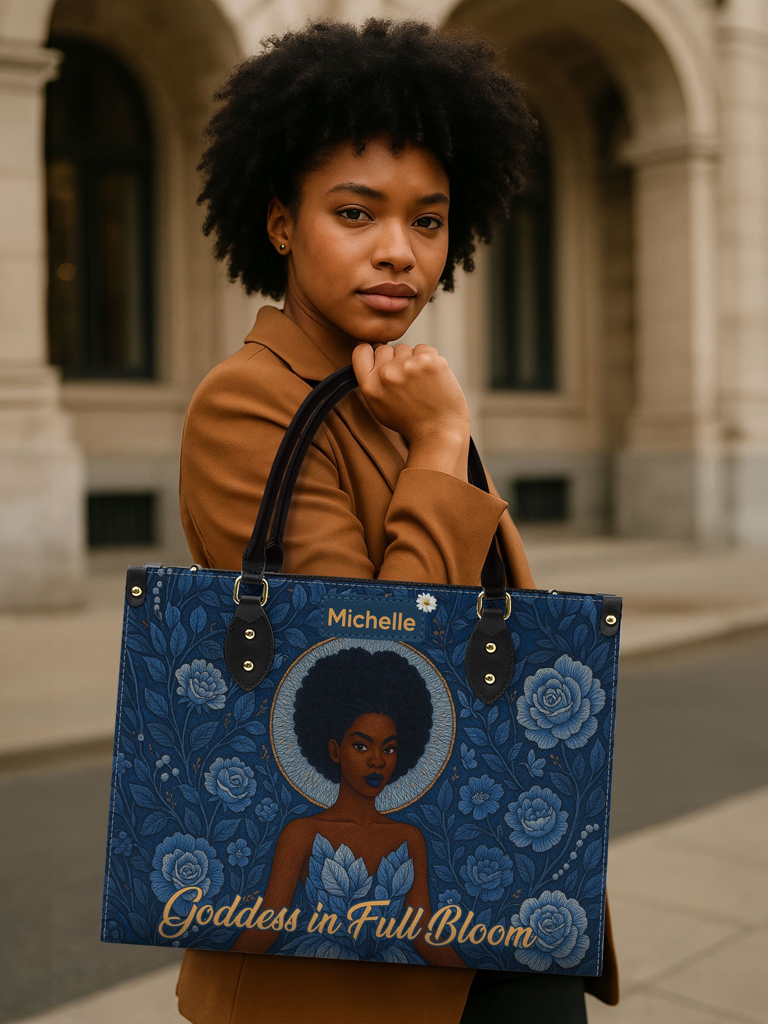 Goddess in Bloom Premium Leather Handbag