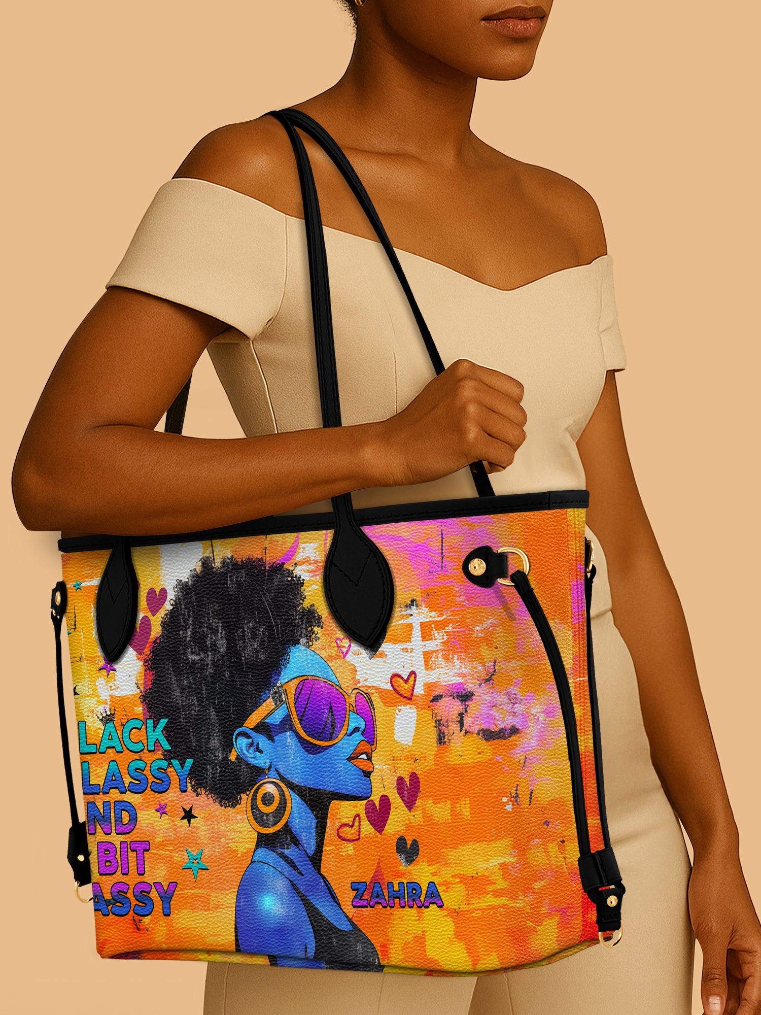 Black Classy Classic Shopper Tote