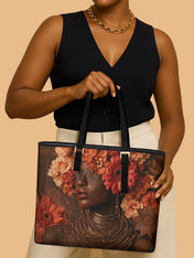 Mystic Bloom Sleek Leather Tote QR0TV031