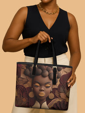 Crowned In Circles Sleek Leather Tote QR0TD111