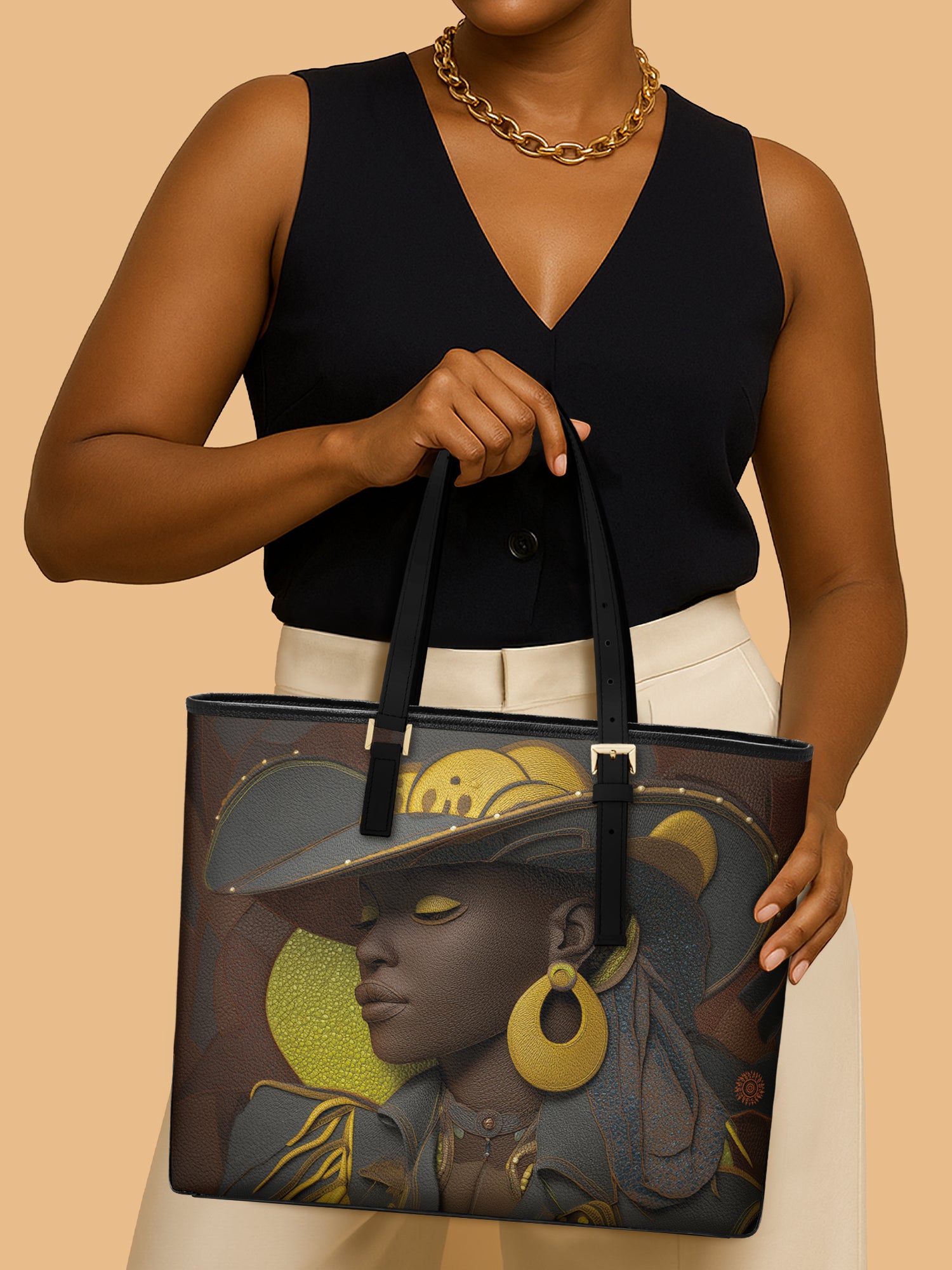 Desert Crown Sleek Leather Tote QR0TD109