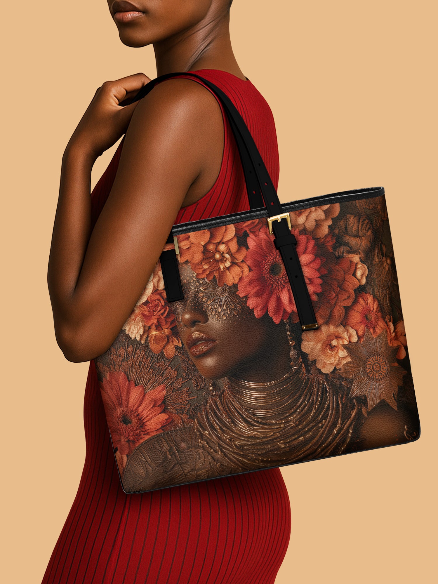 Mystic Bloom Sleek Leather Tote QR0TV031