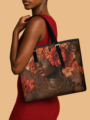 Mystic Bloom Sleek Leather Tote QR0TV031