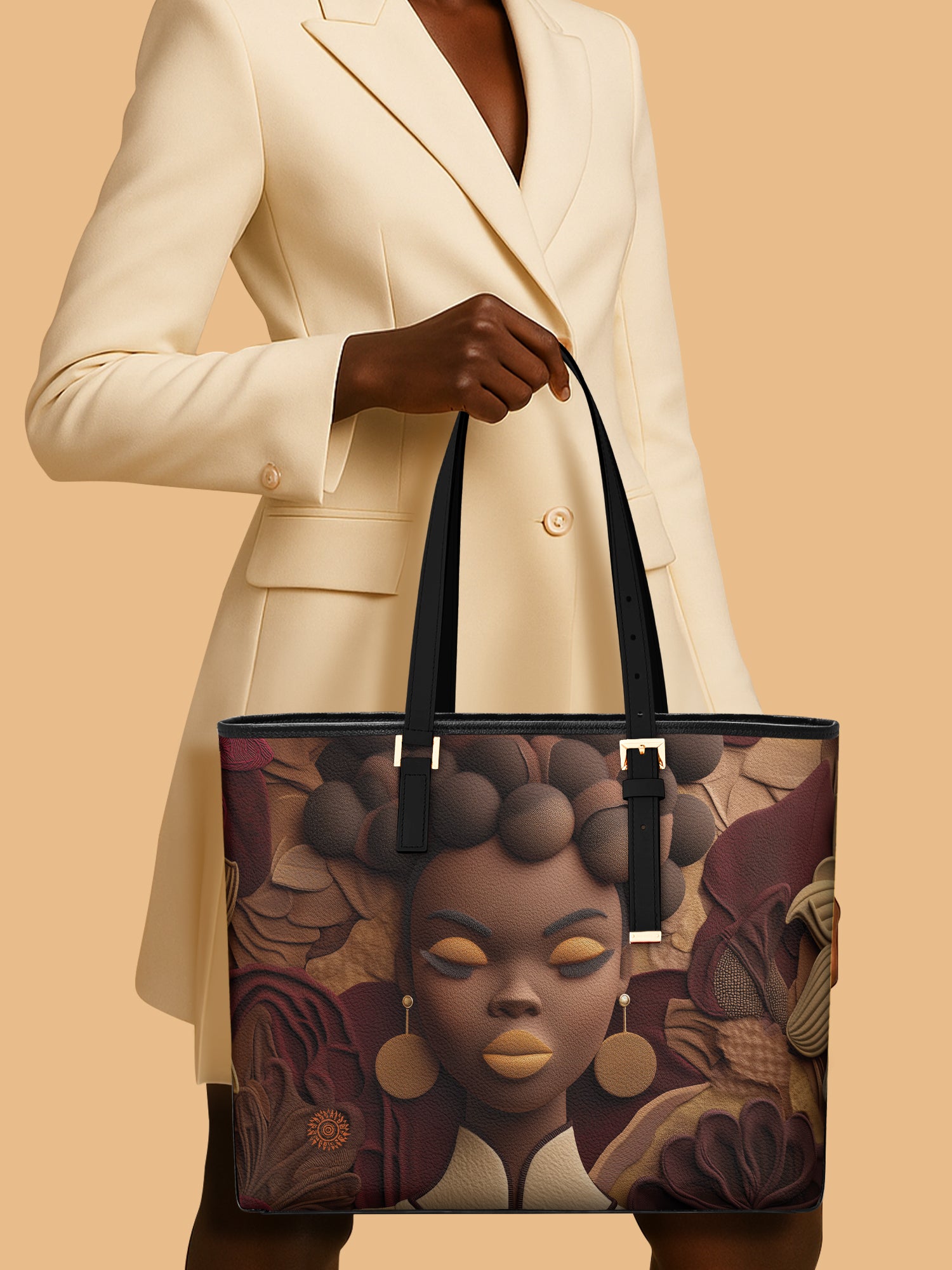 Crowned In Circles Sleek Leather Tote QR0TD111