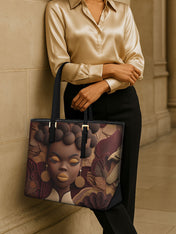 Crowned In Circles Sleek Leather Tote QR0TD111