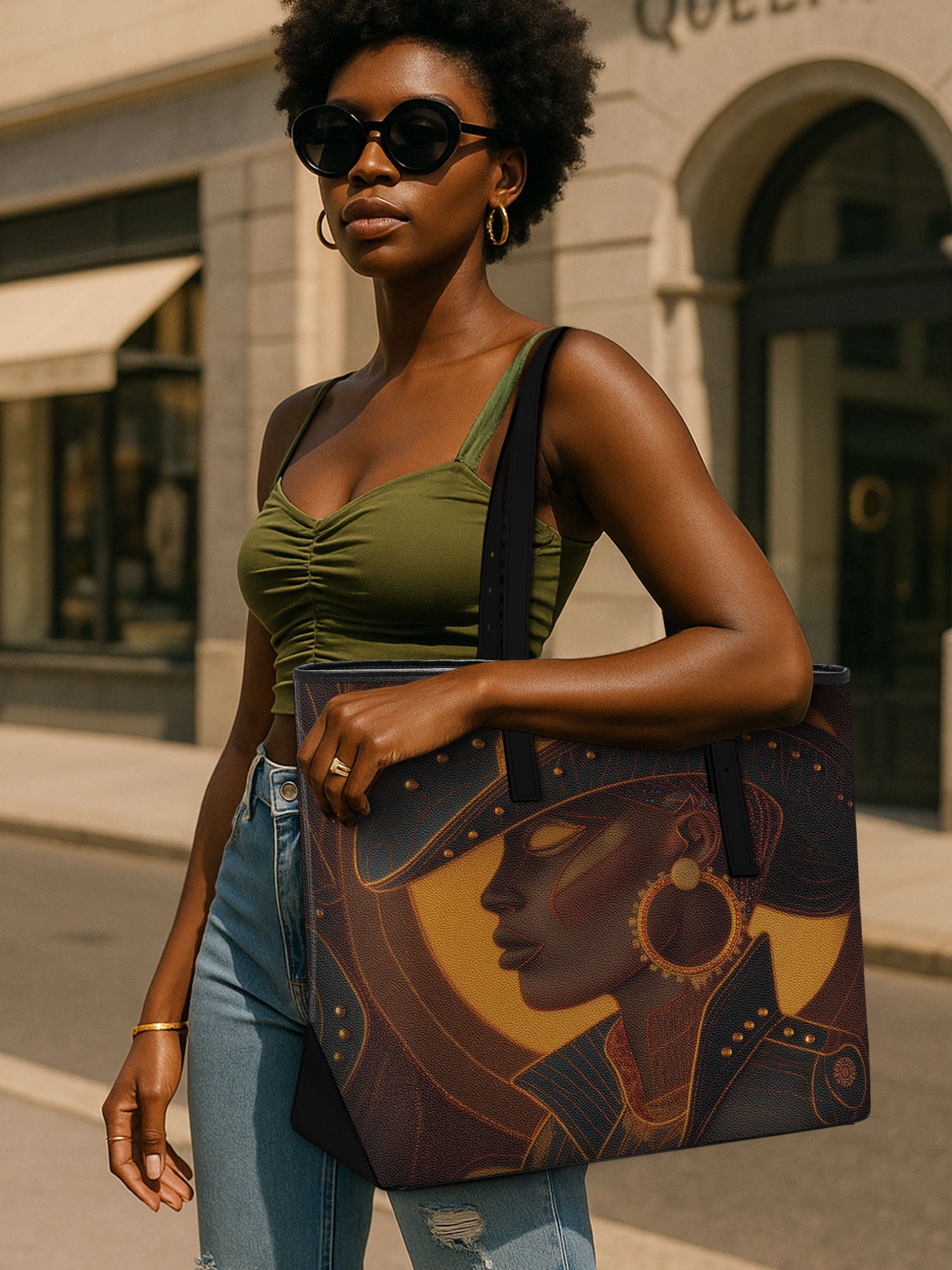 Bronzed Range Sleek Leather Tote QR0TD110