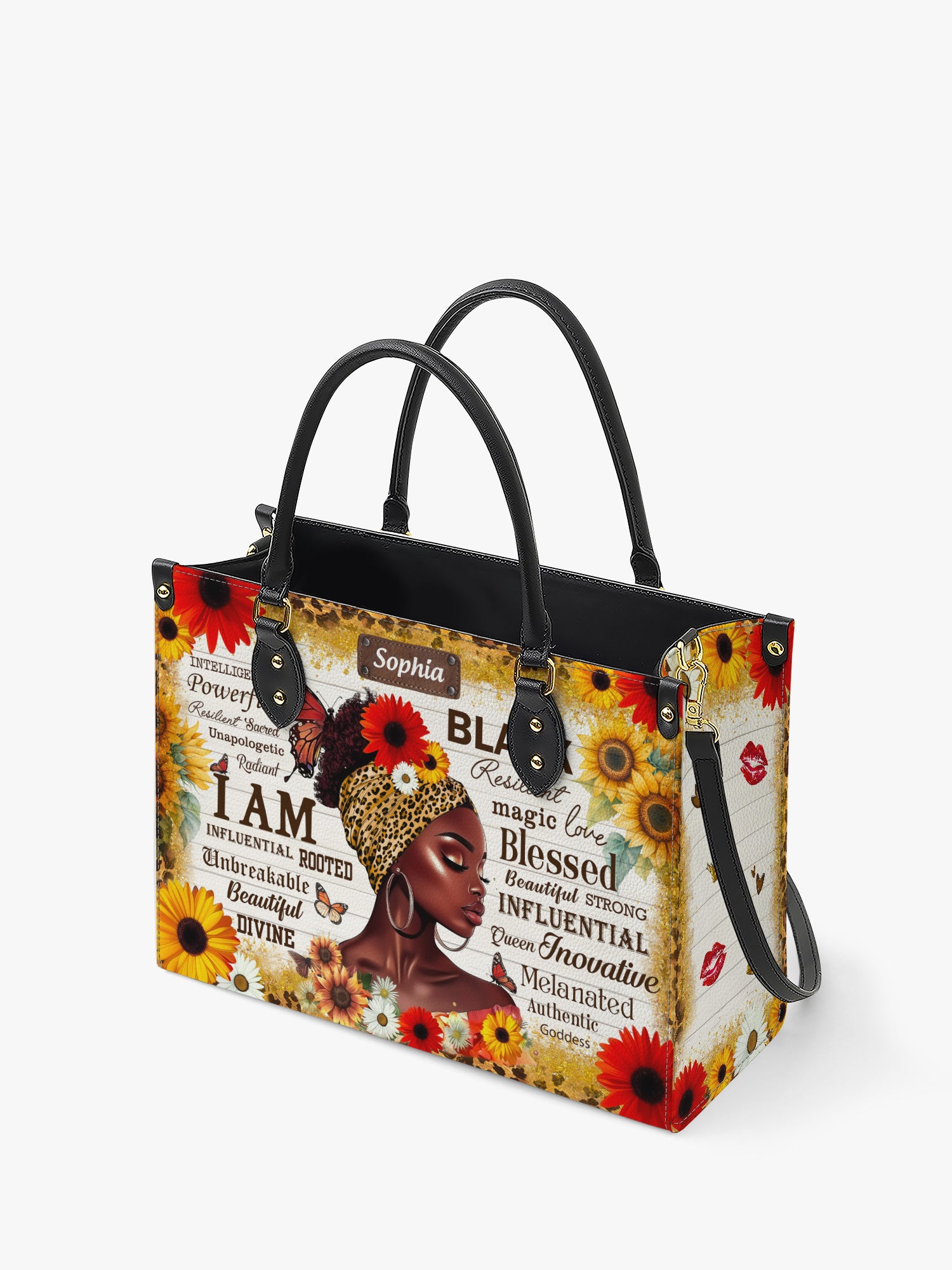 Black Beauty Blossom Premium Leather Handbag
