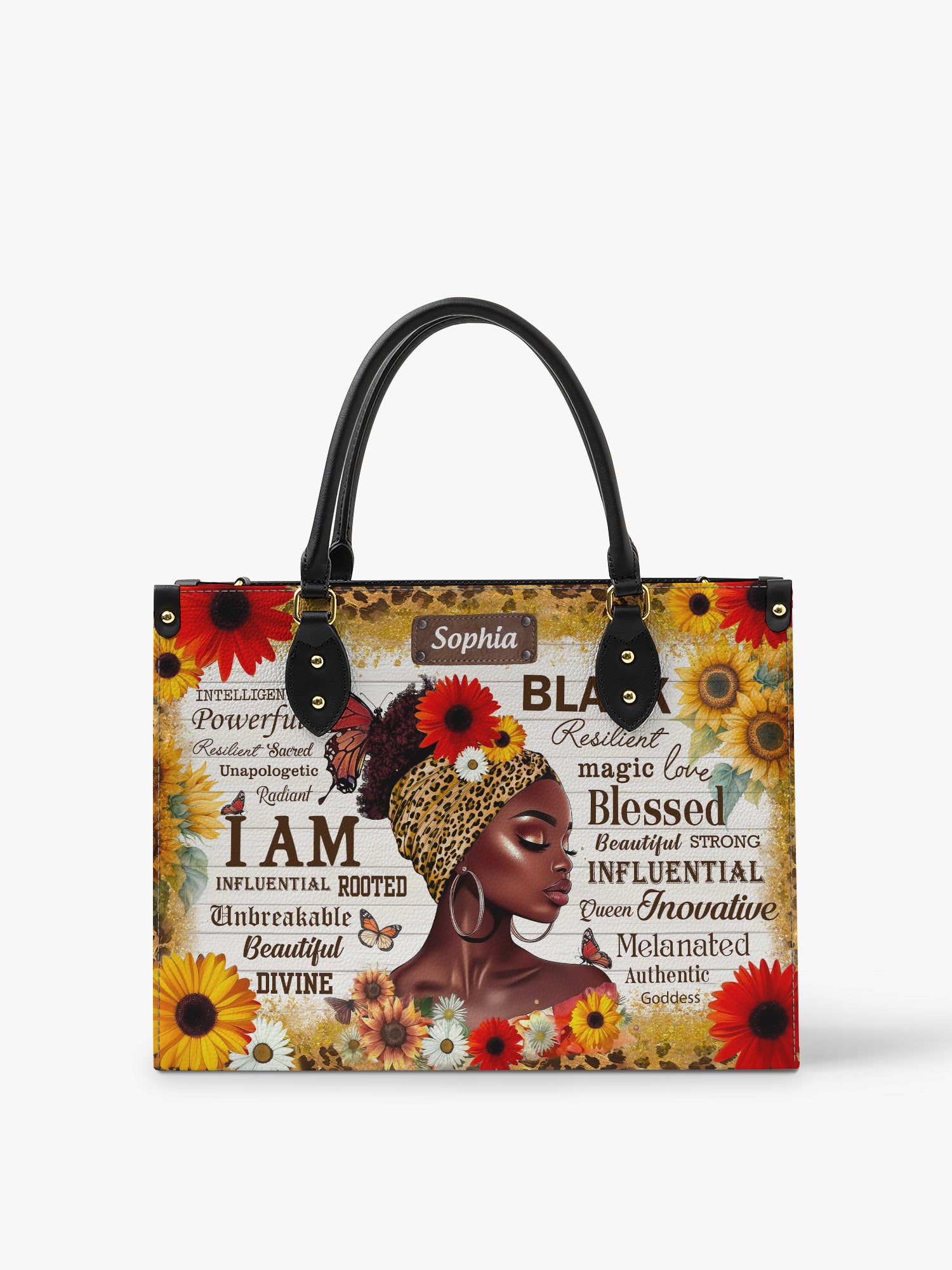 Black Beauty Blossom Premium Leather Handbag