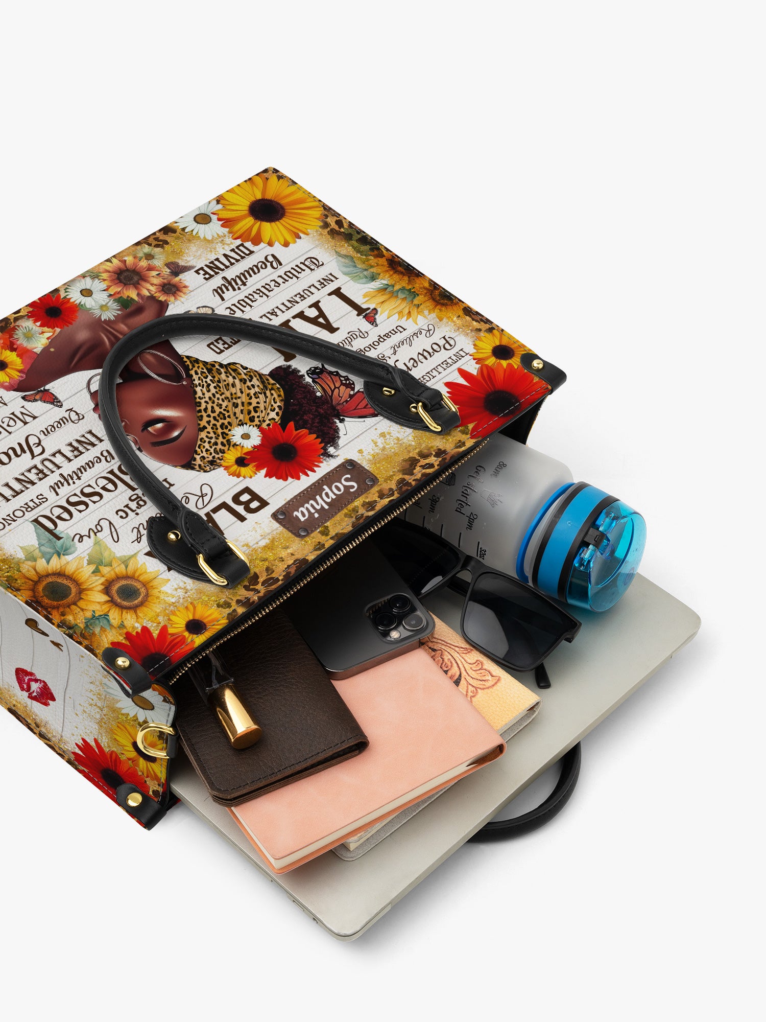 Black Beauty Blossom Premium Leather Handbag