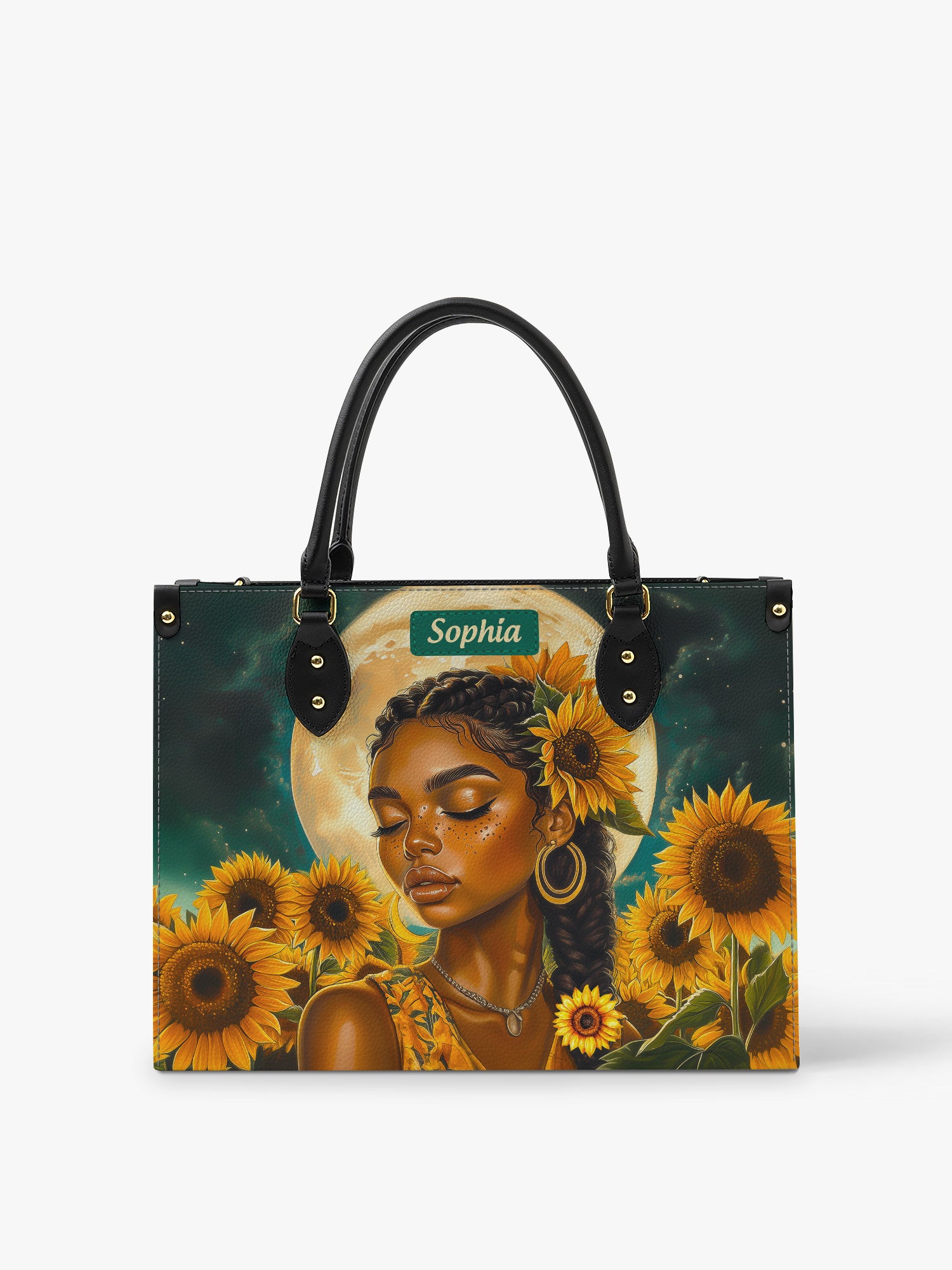 Sunflower Moonlight Premium Leather Handbag