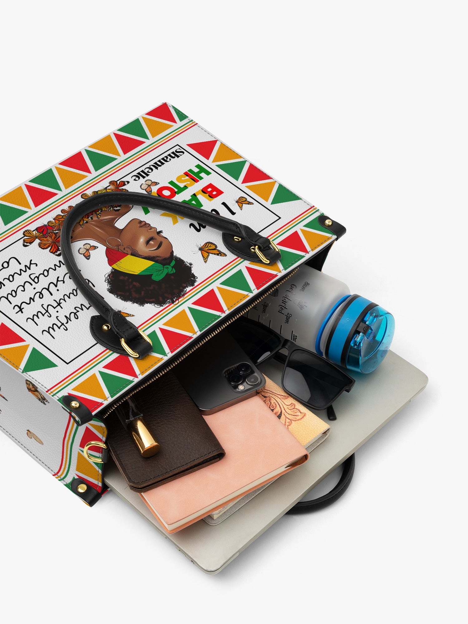 Black History Power Premium Leather Handbag