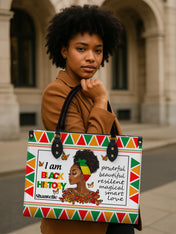 Black History Power Premium Leather Handbag