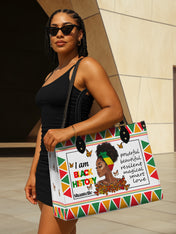 Black History Power Premium Leather Handbag