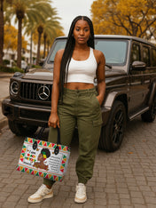 Black History Power Premium Leather Handbag