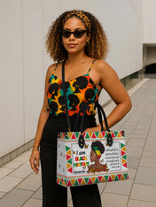 Black History Power Premium Leather Handbag