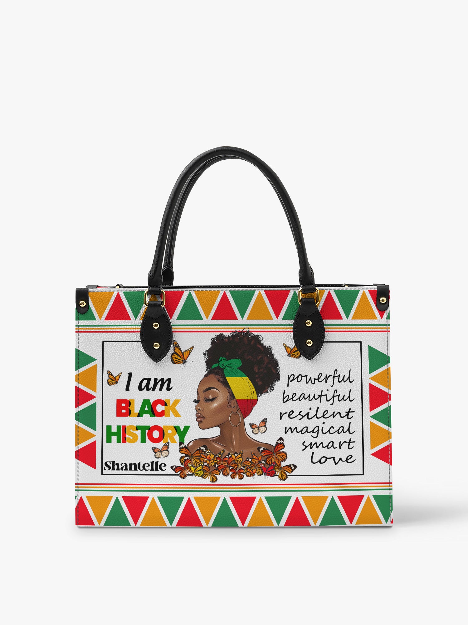 Black History Power Premium Leather Handbag