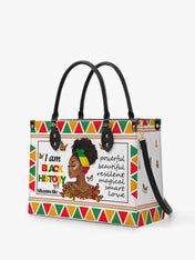 Black History Power Premium Leather Handbag