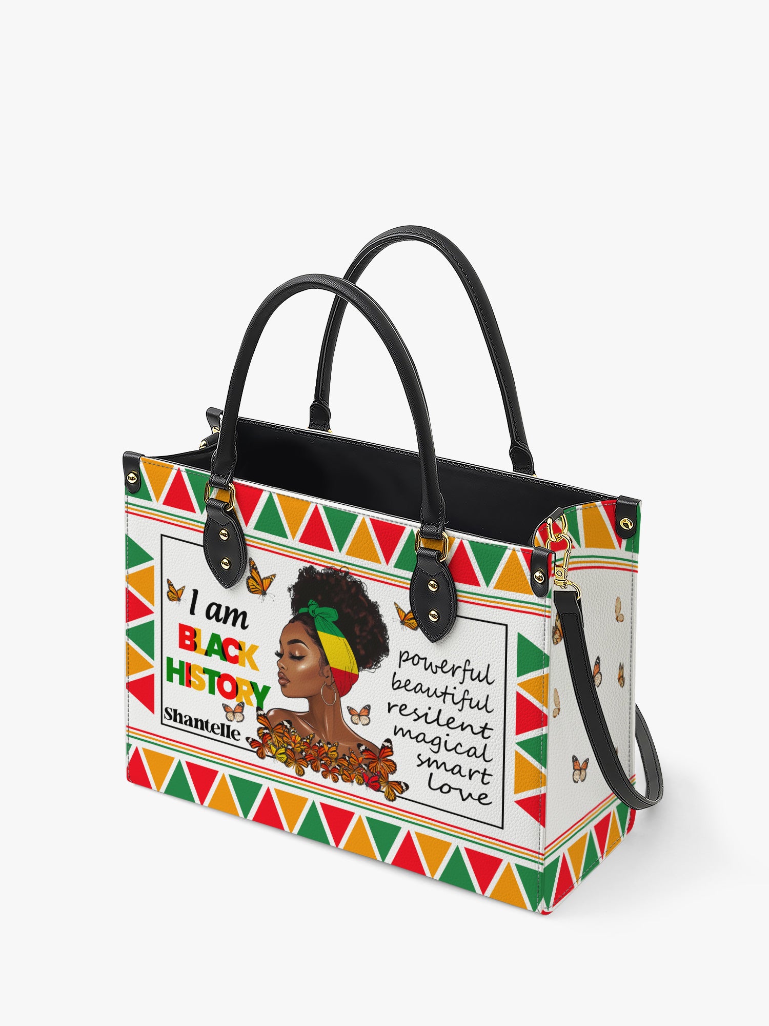 Black History Power Premium Leather Handbag