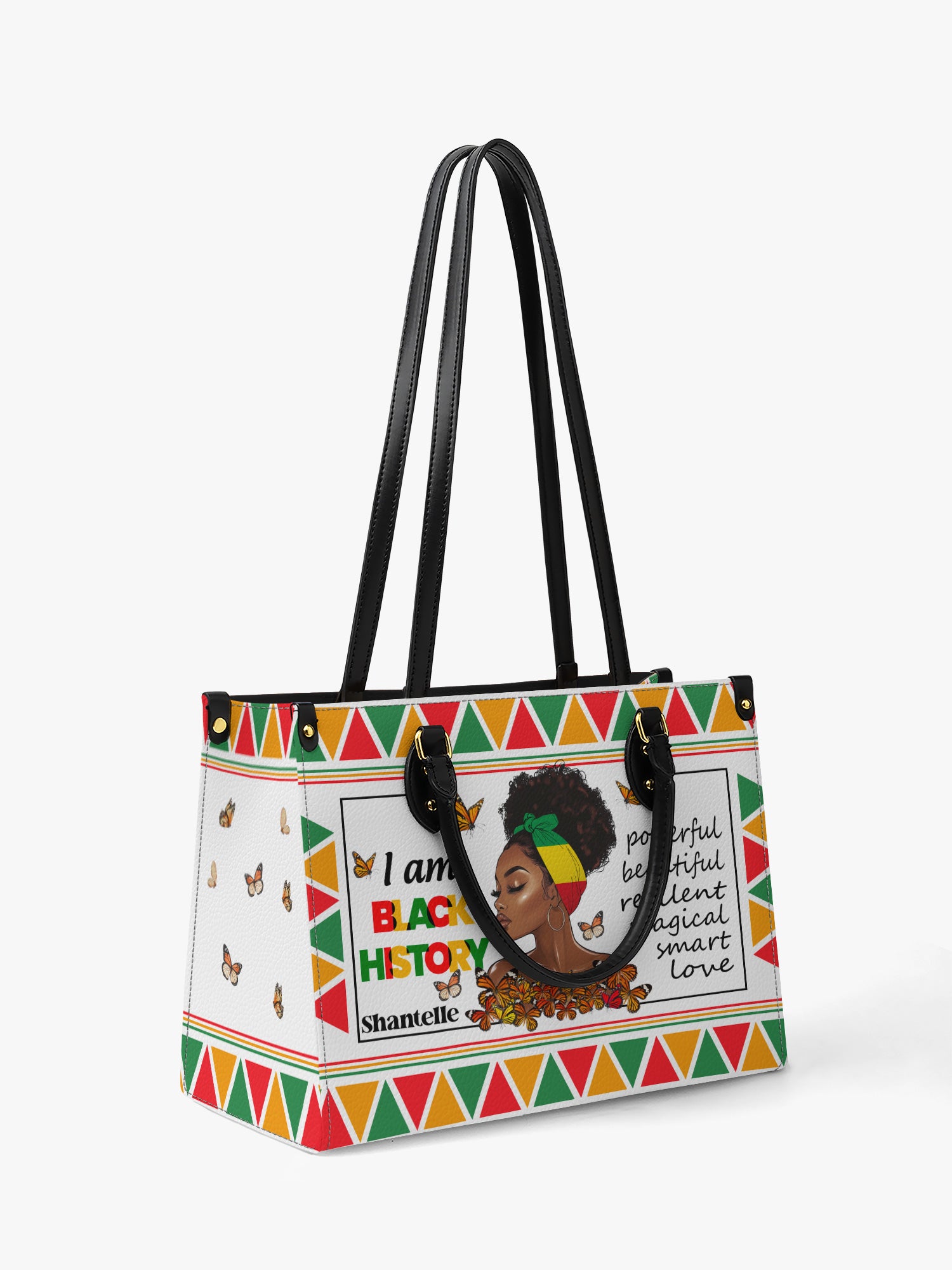 Black History Power Premium Leather Handbag