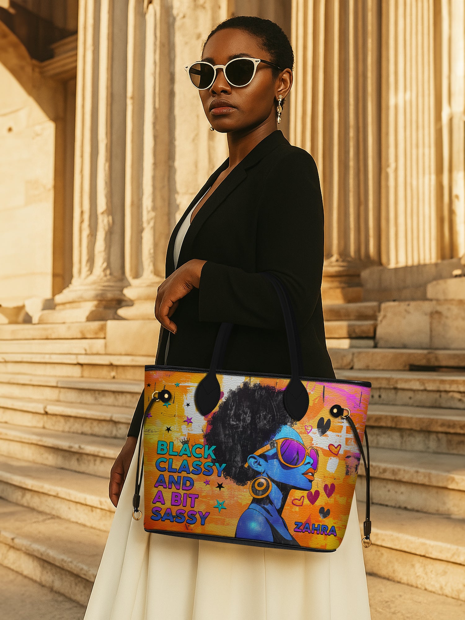 Black Classy Classic Shopper Tote