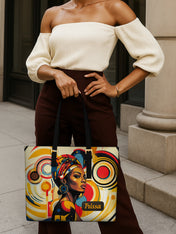 Bold Black Woman Sleek Leather Tote